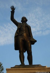 Statue of Burke in Washington D.C. The inscription on the statue is, "Magnanimity in politics is not seldom the truest wisdom." 